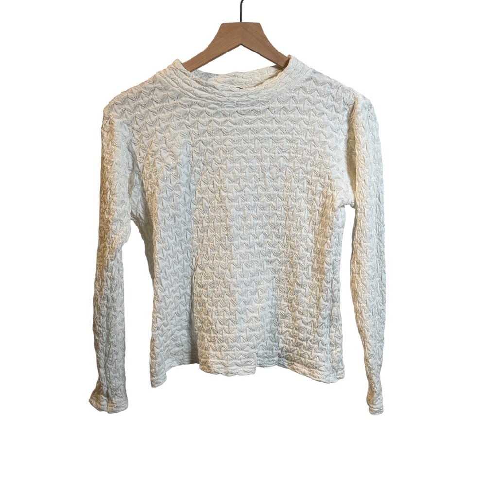 Sadimara Vintage Cream Piqué Honeycomb Textured Top Size Small Made in USA